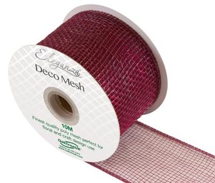 Eleganza Deco Mesh 63mm x 10m Burgundy No.17 - Organza / Fabric